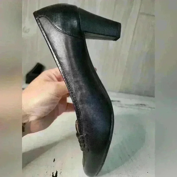 Alex Marie Black Leather Loafers Block Heel Size 8M - Picture 7 of 12